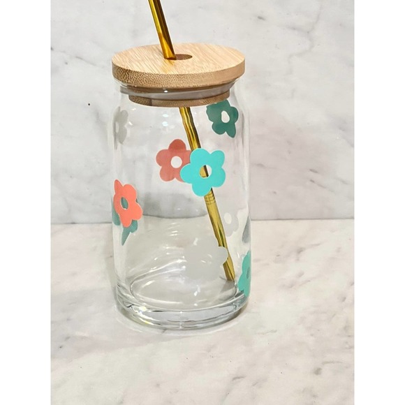 16 Oz Cold Color Changing Groovy Flower Glass Beer Can Cup - Picture 3 of 12